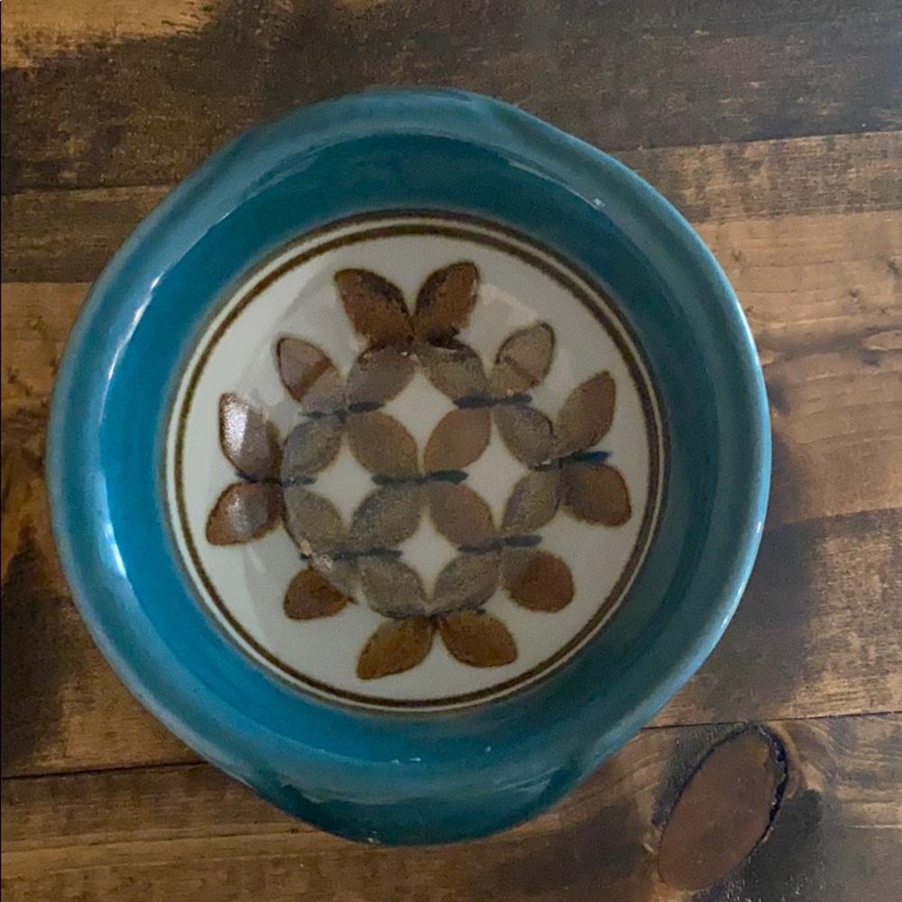 DuraStone Touche Rimmed Bowl P9202 Japan Mid Century Modern Teal Turquoise 9"